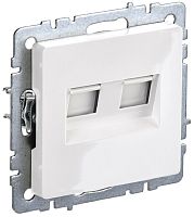 Розетка компьютерная без рамки IEK Brite РК10-2-БрБ 2-м. RJ45+RJ45 5e белый картинка